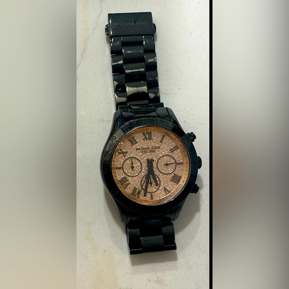 Michael Kors Black and rose gold watch